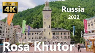 Rosa Khutor Sochi Walking Tour - Russian Switzerland - 4K 60fps🎧- City Walk With Binaural 3D Sounds