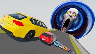 Epic Escape From The Shy Guy (SCP-096) | Colored Big & Small Cars VS Portal Trap | BeamNG.Drive