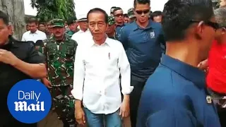 President Widodo visits Indonesia's Banten province after tsunami