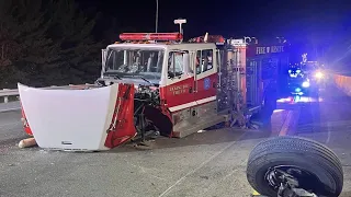 Licking Township fire truck struck while responding to crash on I-70