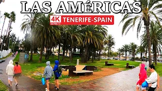 TENERIFE - PLAYA DE LAS AMÉRICAS | Walking in the Rain ⛈️ 4K Walk ● March 2024