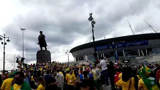 Brazil fans singing and bouncing before the Costa Rica match - Brazil vs Costa Rica