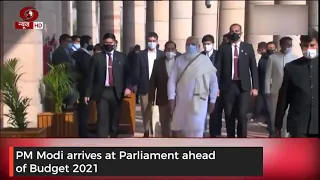 Prime Minister Narendra Modi Arrives At The Parliament For Union Budget 2021