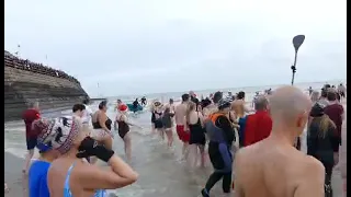 New Year;s Dip Broadstairs 2023 video Frank Leppard