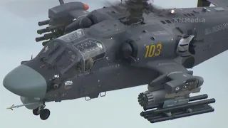 test hovering like aerobatics Ka-52K Katran departure Russian Navy 103 yellow