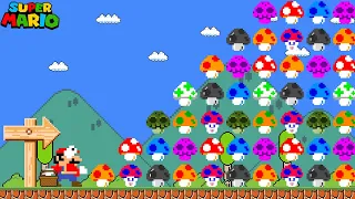 Mario Bros Collect 999 Mega Mushrooms But Weird Mushroom Bloopers | Mario Game Animation