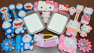 SPECIAL PINK HELLO KITTY & BLUE DORAEMON | Mixing Random Things into GLOSSY Slime
