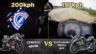 2022 CFMOTO 450SR vs Kawasaki Ninja 400 | Stock Top Speed | Acceleration🔥