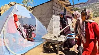 Fariba and her daughters trying to beautify the farmhouse