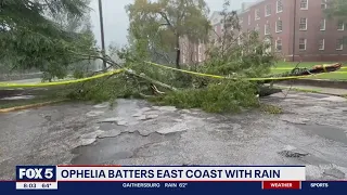 Tropical Storm Ophelia slams East Coast with heavy rain, strong winds