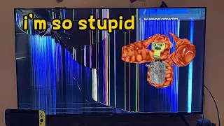 idiot breaks his tv while playing Gorilla Tag VR #shorts