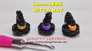 Rainbow Loom Bands HALLOWEEN 3D WITCH HAT NO LOOM EASY Charm Tutorials/How to Make by Crafty Ladybug