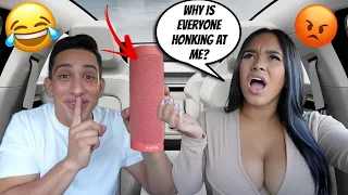 I NEVER SEEN MY GIRLFRIEND THIS MAD!! *Honk Prank*