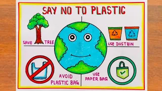 Plastic Mukt Bharat Drawing || How to Draw International Plastic Bag Free Day Poster Drawing Easy