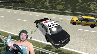 ПОЛИЦЕЙСКИЙ ПАТРУЛЬ И ПОГОНЯ в BEAMNG DRIVE + РУЛЬ