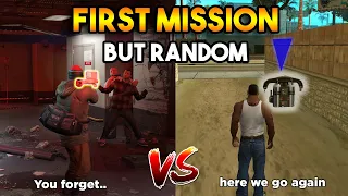 GTA 5 FIRST MISSION VS GTA SAN ANDREAS FIRST MISSION : BUT EVERYTHING IS RANDOMIZED !