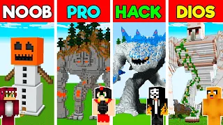 MINECRAFT: GOLEM NOOB vs PRO vs HACKER vs DIOS 😱🏠 RETO DE LA BASE de INVICTOR y LOS COMPAS