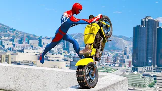 GTA 5 Spiderman Motorcycle Epic Jump/Stunts/Fails/Ragdolls Episode 10 (Euphoria Ragdolls)