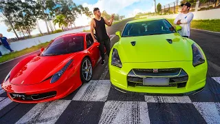 O RACHA MAIS ESPERADO! MINHA FERRARI 458 VS GTR!