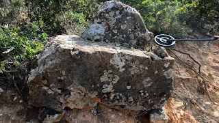 TREASURES ENCLOSED IN BIG ROCKS { found with metal detector }