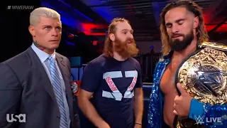 Cody Rhodes, Seth Rollins and Sami Zayn argue backstage - WWE RAW 8/7/2023