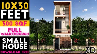 10x30 Feet Small House Design || 10 by 30 Morden House || 300 sqf || Plan#32