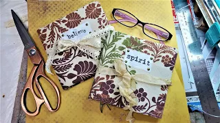 How to Make a Crinkly Fabric Paper Bag Junk Journal!  Nice Gift Journal! The Paper Outpost! :)