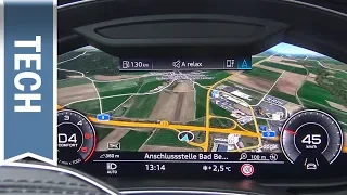 Virtual Cockpit im Audi A7 2019 mit Google Maps im Detail (Digitaler Tacho)