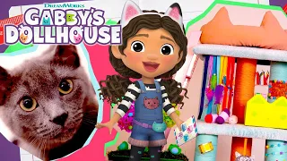 We Help a REAL Cat Make a Gabby's Themed Cat Tree! | GABBY'S DOLLHOUSE