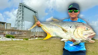 Fishing for GIANT Jack Crevalle at a FLOODGATE!