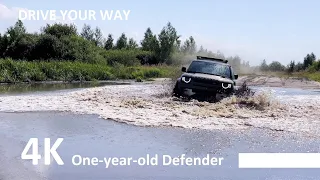 One-year-old Defender with bad tires off road in the Mud, Sand, and Sea. And POV driving episode.