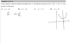 9 Osią symetrii wykresu funkcji kwadratowej f określonej wzorem fx=13x2+4x+7 jest prosta o równaniu