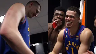 Denver Nuggets locker room after taking 3-0 series lead vs Lakers in Game 3