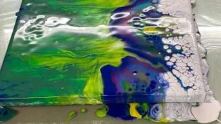 Northern Lights Painting, Step-by-Step, Acrylic pour easy Abstract art, Art ASMR