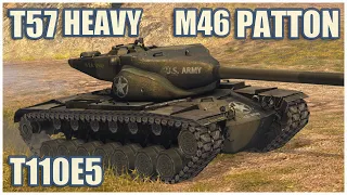 T57 Heavy, M46 Patton & T110E5 • WoT Blitz Gameplay