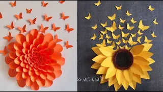 3 AWESOME WALL DECOR IDEAS WITH PAPER FLOWERS AND PAPER BUTTERFLIES