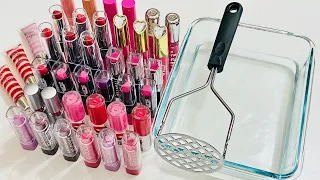 LIPSTICK SLIME Mixing Lipsticks & Lip Gloss into Clear Slime! Satisfying Slime Videos! ★ASMR★