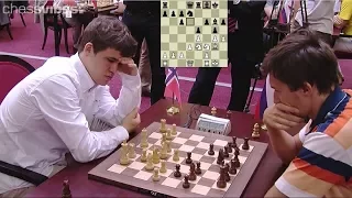 BEAUTIFUL ATTACK THE KING!!! MAGNUS CARLSEN VS SERGEY KARJAKIN || BLITZ CHESS 2012