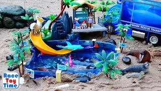 Fun Sea Animals Toys For Kids in the Playmobil Aquarium Playset - Let's Learn Wild Animal Names