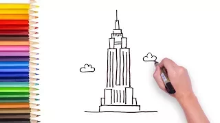 Learn to draw The Empire Building - video for kids to learn drawing🏛🕋⛩🕍🗽🏟🏯🏰🌻