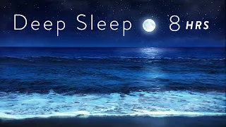 8 Hours Ocean Waves at Night for Deep Sleep - Relaxing Tropical Beach at Night for Sleeping