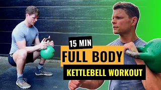 Intense 15 min Full Body Kettlebell Workout / No Repeat