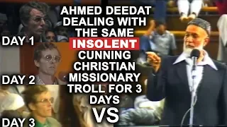 Sheikh Ahmed Deedat dealing with the same INSOLENT Cunning Christian Missionary Troll for 3 days