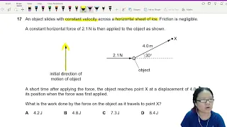 ON21 P12 Q17 Work Done on Object | Oct/Nov 2021 | Cambridge A Level 9702 Physics