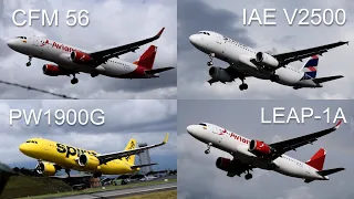 Comparación de sonido del Airbus a320 y a320neo | CFM 56, IAE V2500, CFM LEAP 1A, PW1100G