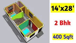 कम बजट में एक छोटा घर का डिजाईन || 14x28 house plan || 14x28 ghar ka naksha || 400sqft