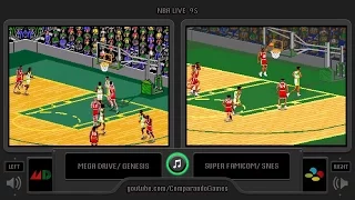 NBA Live 95 (Sega Genesis vs Snes) Side by Side Comparison | Vc Decide