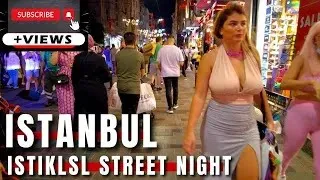 Istiklal Street Istanbul | Night Walking Tour Night Life In Istanbul Turkey | Taksim Square 4k