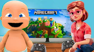 Baby and MOMMY Play MINECRAFT!