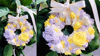 💜 Beautiful Meringue Garland Taro Flavour - Amazing Tasty Dessert Decoration Tutorial | Sweet Planet